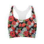 Poppy And Chamomile Pattern Print Women's Sports Bra