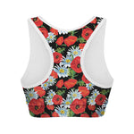 Poppy And Chamomile Pattern Print Women's Sports Bra