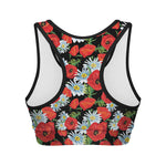 Poppy And Chamomile Pattern Print Women's Sports Bra