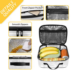 Monochrome Plumeria Pattern Print Portable Lunch Bag