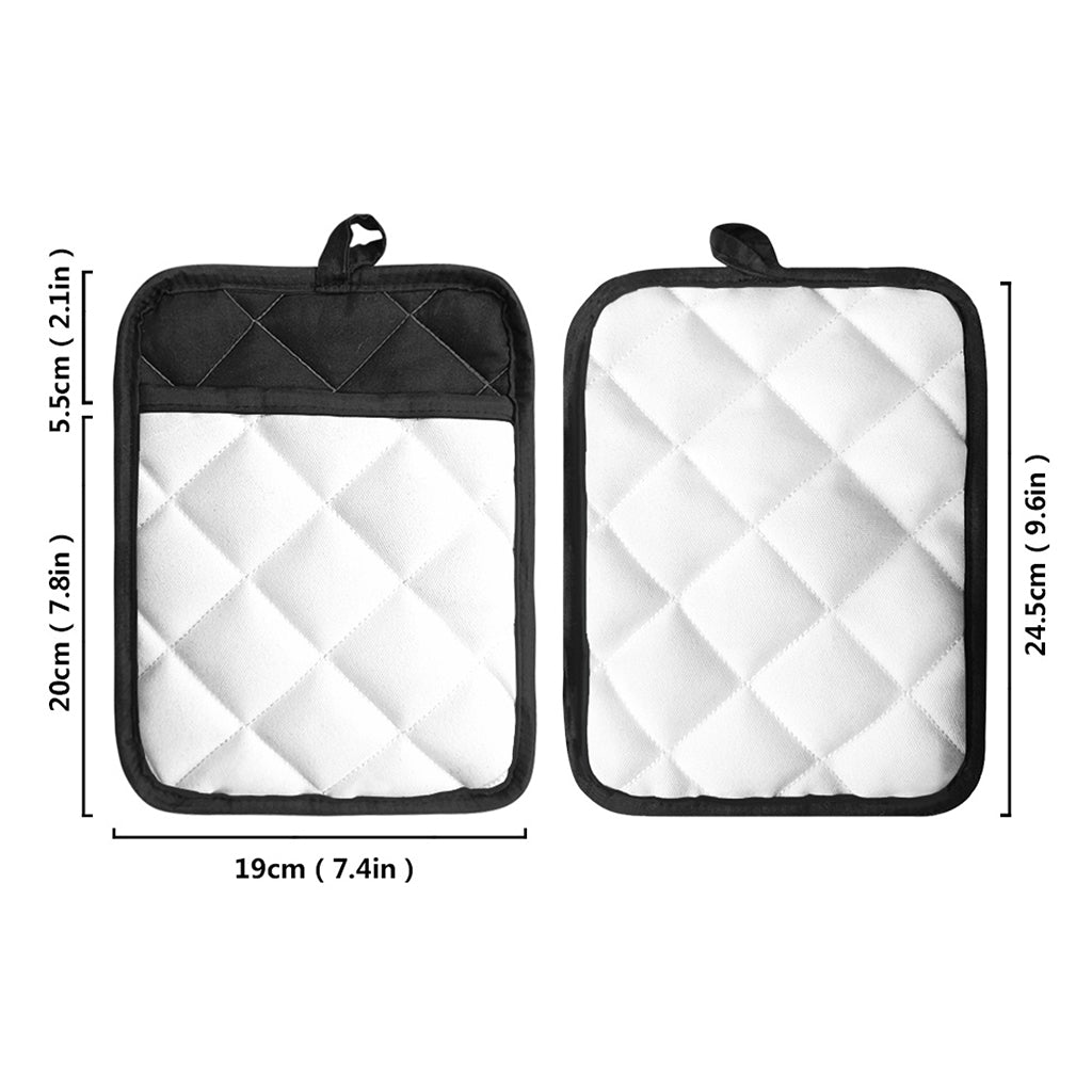 Orange And Black Madras Plaid Print Pot Holders With Pocket