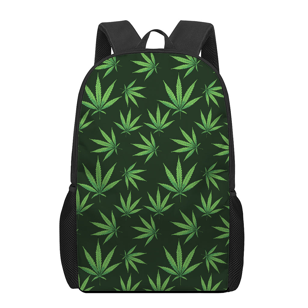 Pot Leaf Pattern Print 17 Inch Backpack