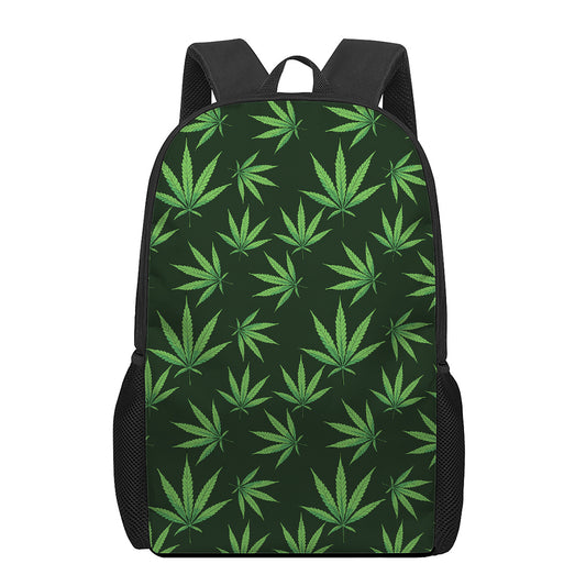 Pot Leaf Pattern Print 17 Inch Backpack
