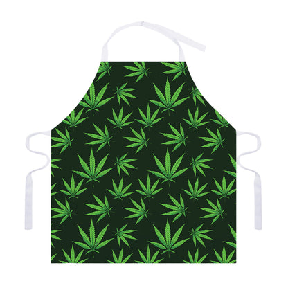 Pot Leaf Pattern Print Adjustable Apron