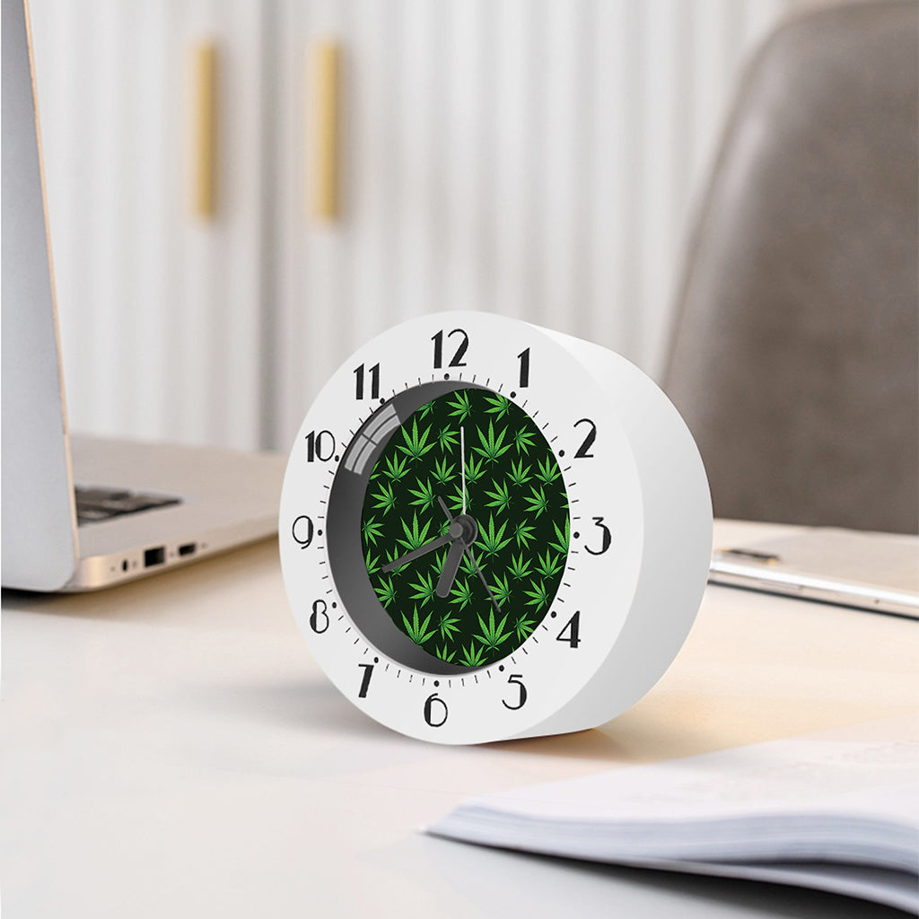 Pot Leaf Pattern Print Alarm Clock