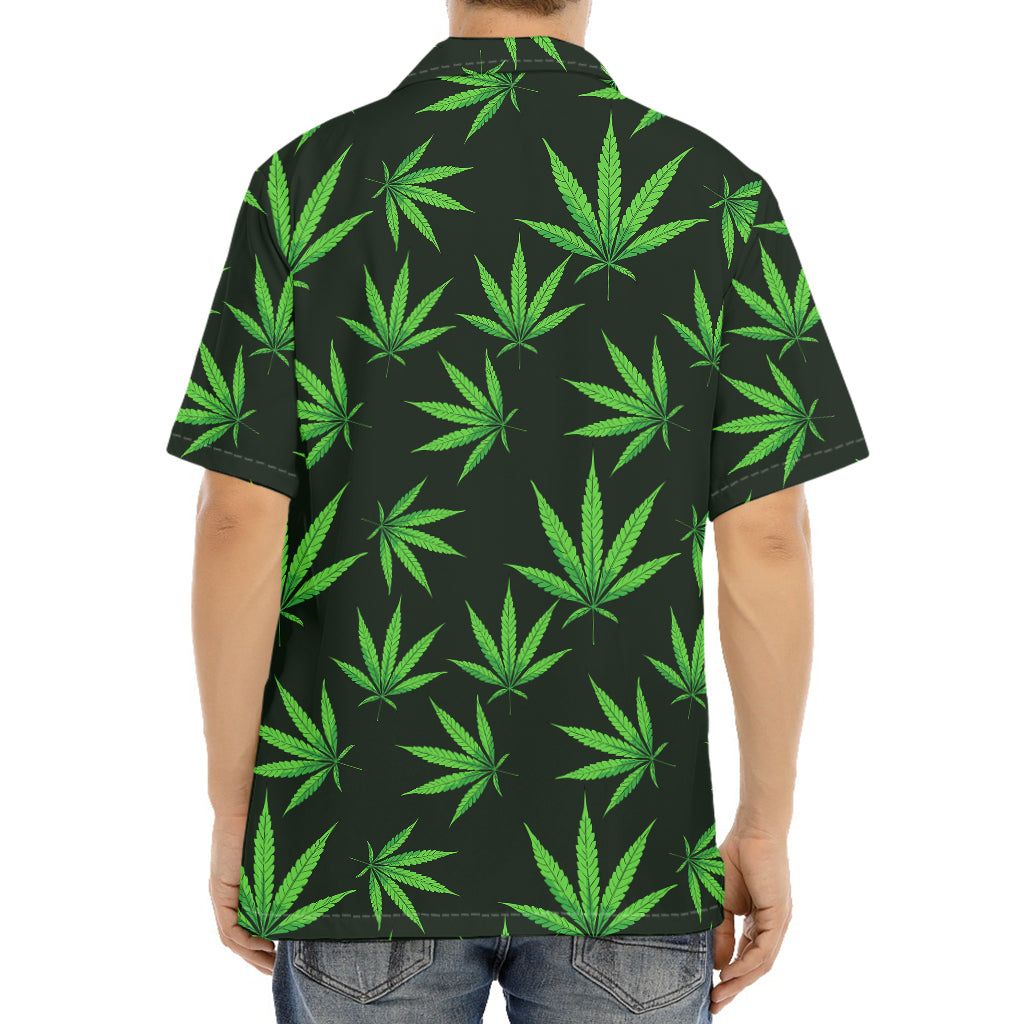 Pot Leaf Pattern Print Aloha Shirt