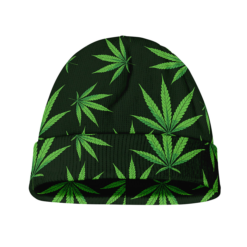 Pot Leaf Pattern Print Beanie