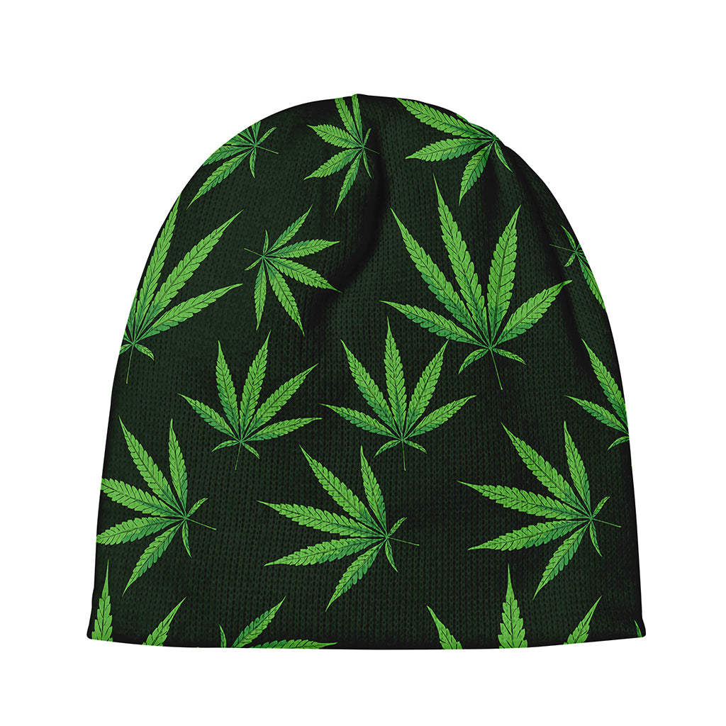 Pot Leaf Pattern Print Beanie