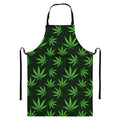 Pot Leaf Pattern Print Bib Apron With Pocket