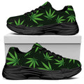 Pot Leaf Pattern Print Black Chunky Shoes
