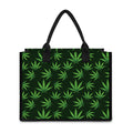 Pot Leaf Pattern Print Canvas Tote Bag