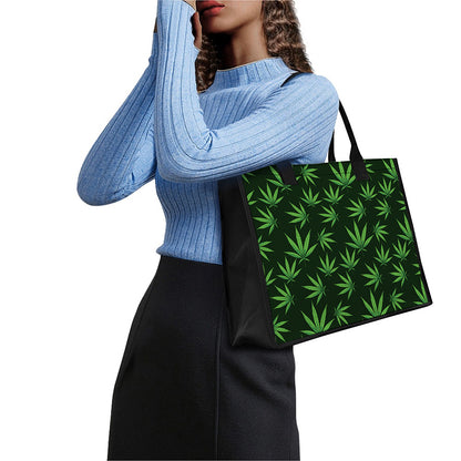 Pot Leaf Pattern Print Canvas Tote Bag