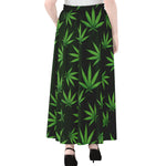 Pot Leaf Pattern Print Chiffon Maxi Skirt