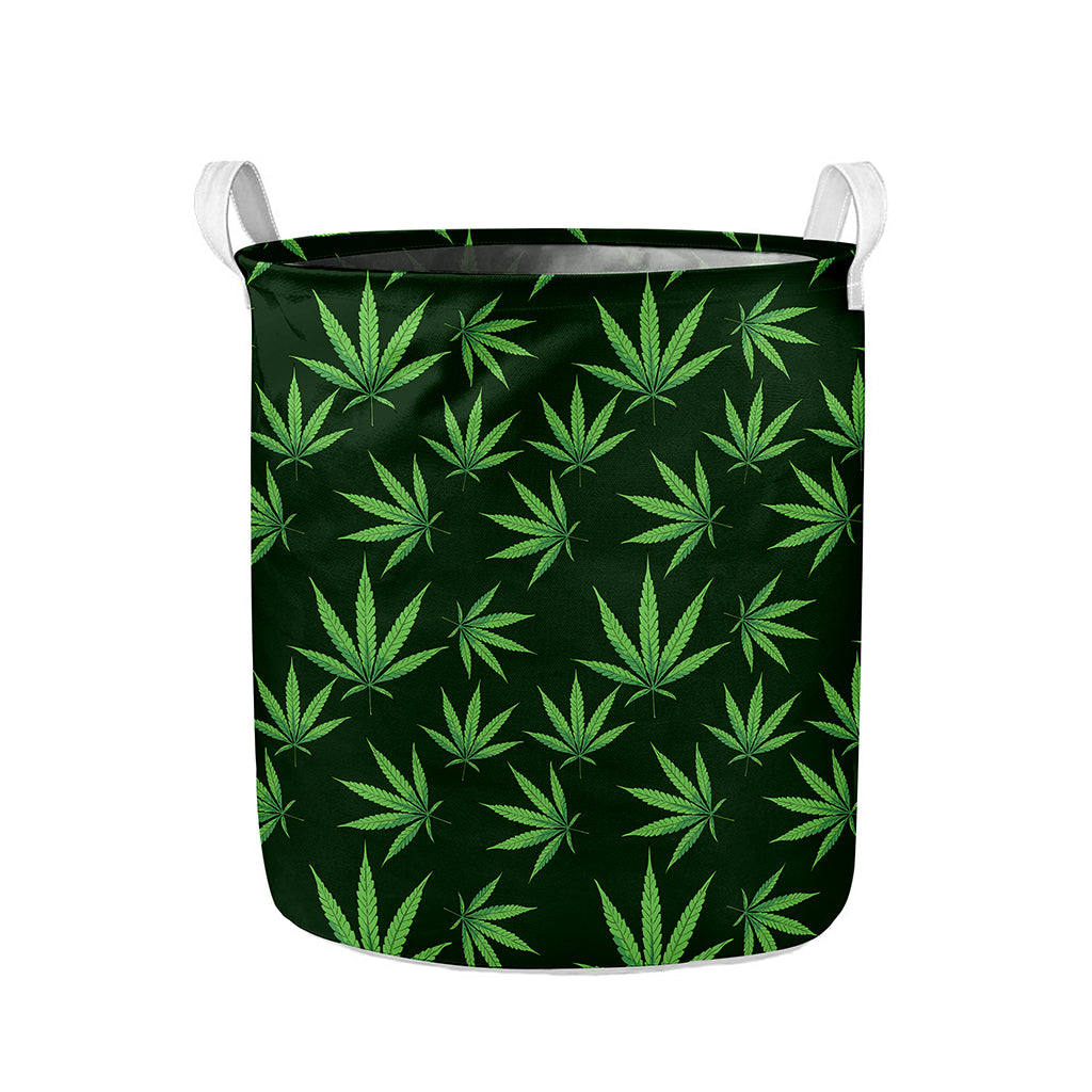 Pot Leaf Pattern Print Collapsible Laundry Basket
