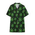 Pot Leaf Pattern Print Cotton Hawaiian Shirt