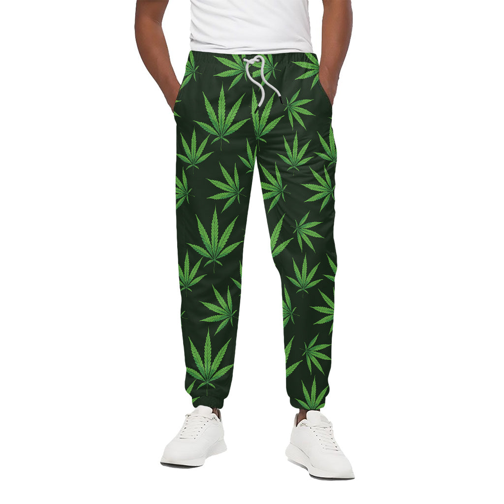 Pot Leaf Pattern Print Cotton Pants