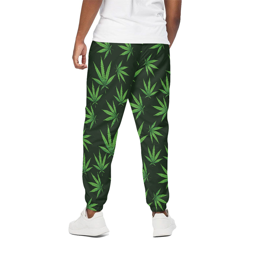 Pot Leaf Pattern Print Cotton Pants