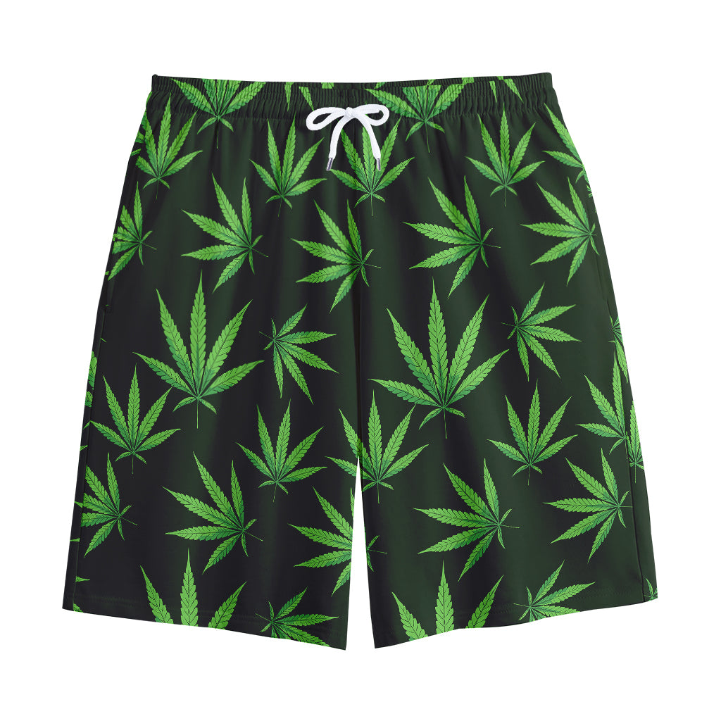 Pot Leaf Pattern Print Cotton Shorts
