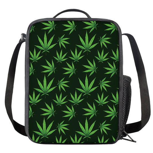 Pot Leaf Pattern Print Crossbody Lunch Bag