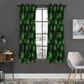 Pot Leaf Pattern Print Grommet Curtain Panels