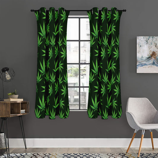 Pot Leaf Pattern Print Curtain