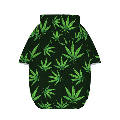 Pot Leaf Pattern Print Dog Zip Up Hoodie