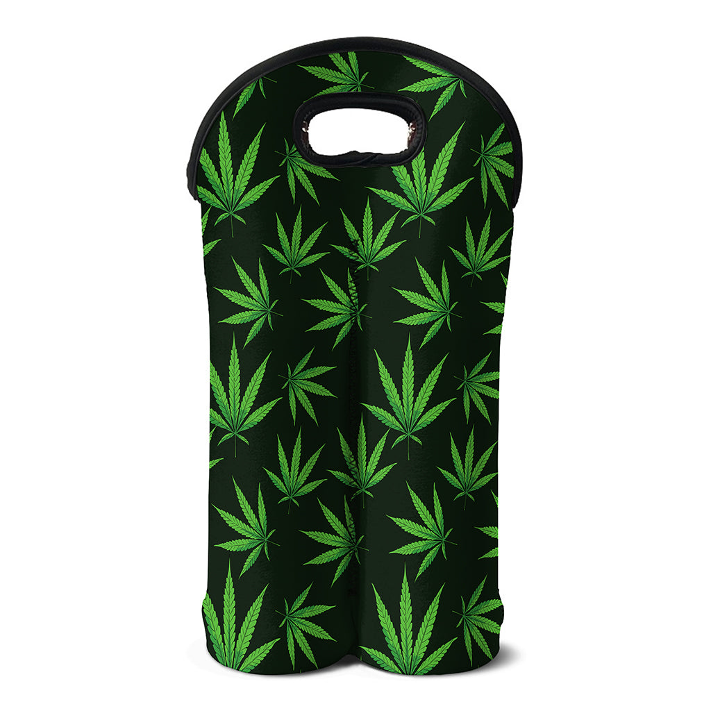 Pot Leaf Pattern Print Double Neoprene Wine Tote