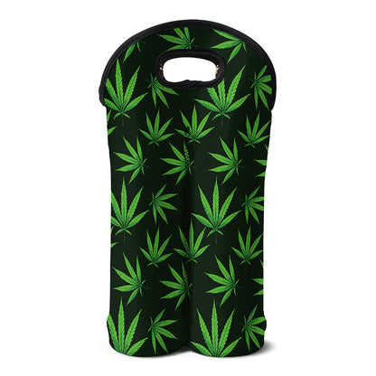 Pot Leaf Pattern Print Double Neoprene Wine Tote