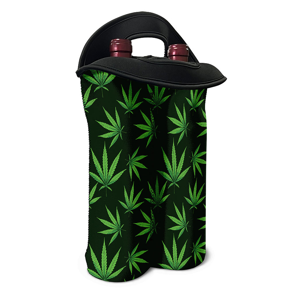 Pot Leaf Pattern Print Double Neoprene Wine Tote