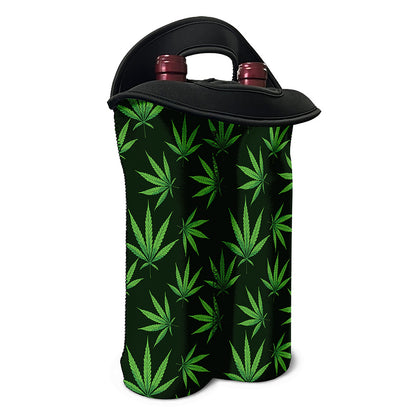 Pot Leaf Pattern Print Double Neoprene Wine Tote