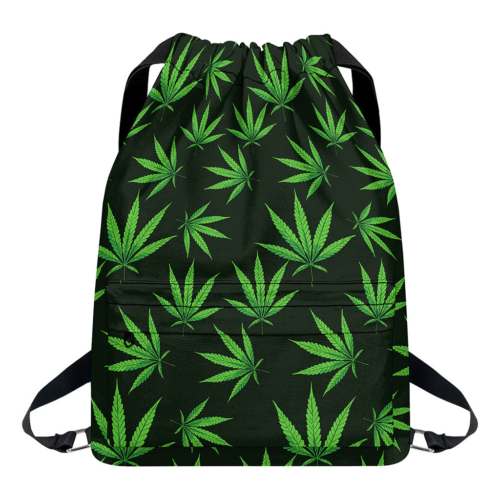Pot Leaf Pattern Print Drawstring Backpack
