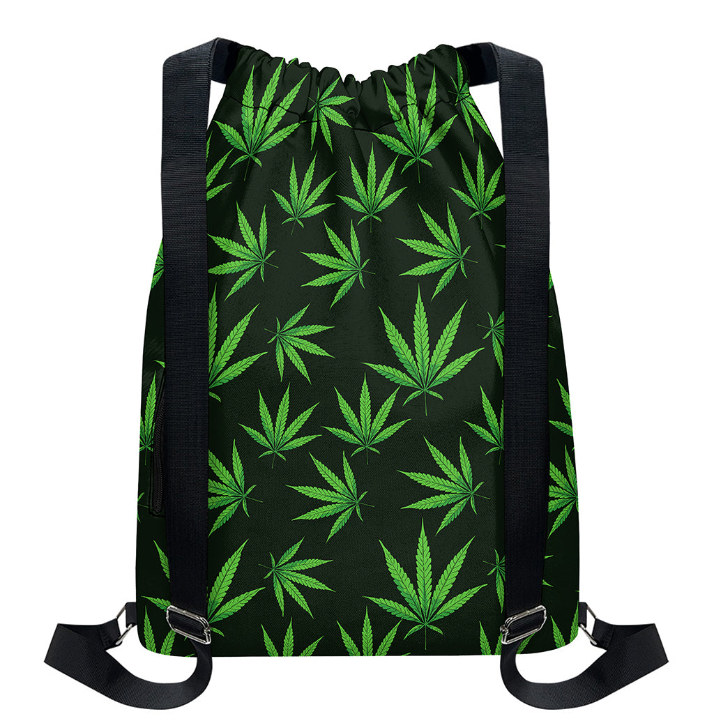 Pot Leaf Pattern Print Drawstring Backpack