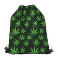 Pot Leaf Pattern Print Drawstring Bag