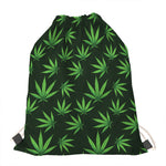 Pot Leaf Pattern Print Drawstring Bag