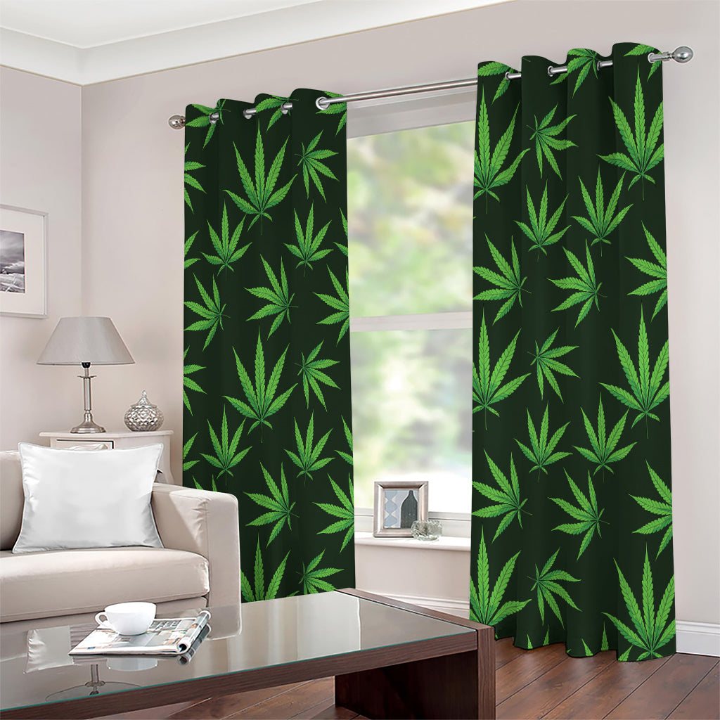Pot Leaf Pattern Print Extra Wide Grommet Curtains