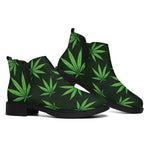 Pot Leaf Pattern Print Flat Ankle Boots