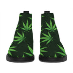 Pot Leaf Pattern Print Flat Ankle Boots