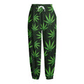 Pot Leaf Pattern Print Fleece Lined Knit Pants