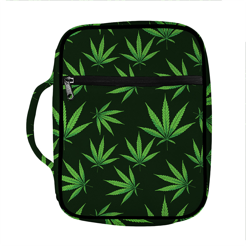 Pot Leaf Pattern Print Front Pocket Bible Bag