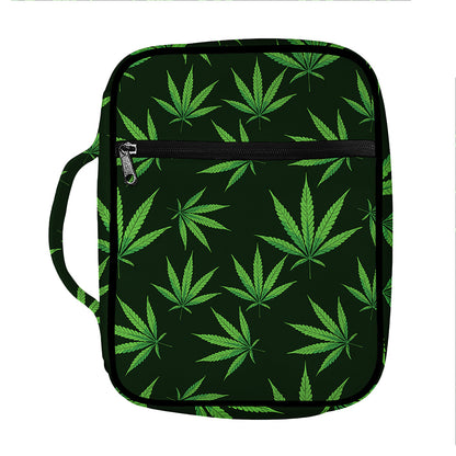 Pot Leaf Pattern Print Front Pocket Bible Bag