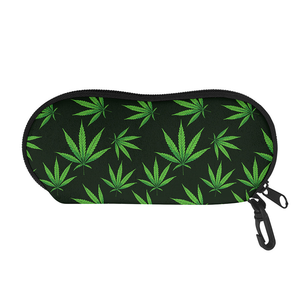 Pot Leaf Pattern Print Glasses Case
