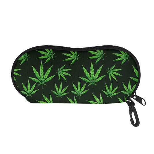 Pot Leaf Pattern Print Glasses Case