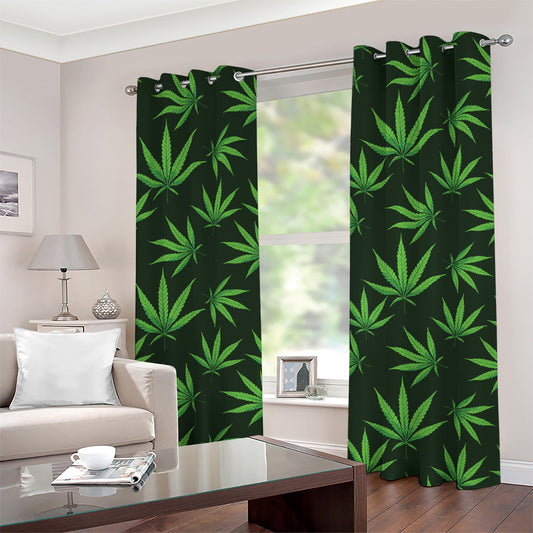 Pot Leaf Pattern Print Grommet Curtains