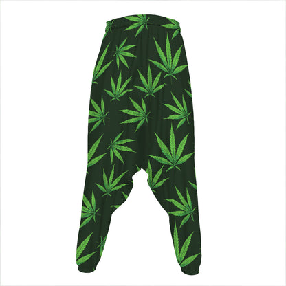 Pot Leaf Pattern Print Hammer Pants