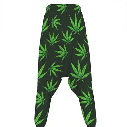 Pot Leaf Pattern Print Hammer Pants