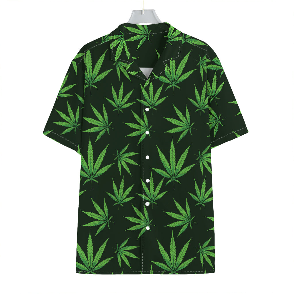 Pot Leaf Pattern Print Hawaiian Shirt