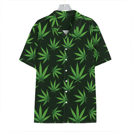 Pot Leaf Pattern Print Hawaiian Shirt