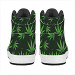 Pot Leaf Pattern Print High Top Leather Sneakers