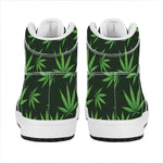 Pot Leaf Pattern Print High Top Leather Sneakers
