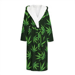 Pot Leaf Pattern Print Hooded Bathrobe